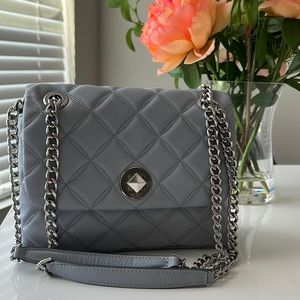 Kate Spade Natalia Small Quilted Flap BagIn Steel Gray